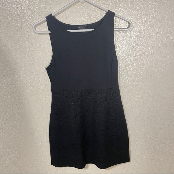 Theory Yeneth Tweed Bottom Sleeveless Mini Dress in Black Size 6 - Picture 2 of 7